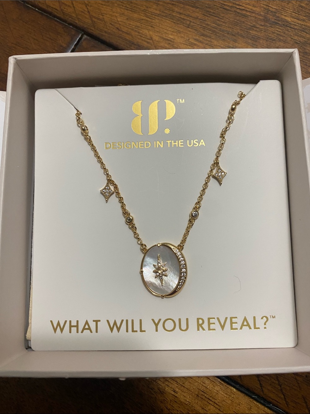 Bomb Party Halo Necklace - Genuine Moonstone & Mother of Pearl - Gold Plating